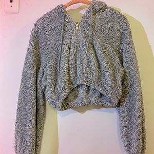SHEIN Cropped Sherpa Hoodie
